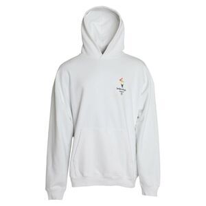 Balenciaga Graphic Print Pullover Hoodie Men White Sweaters